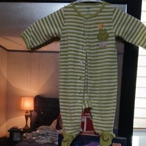 Carter's Green Striped Footed One Piece